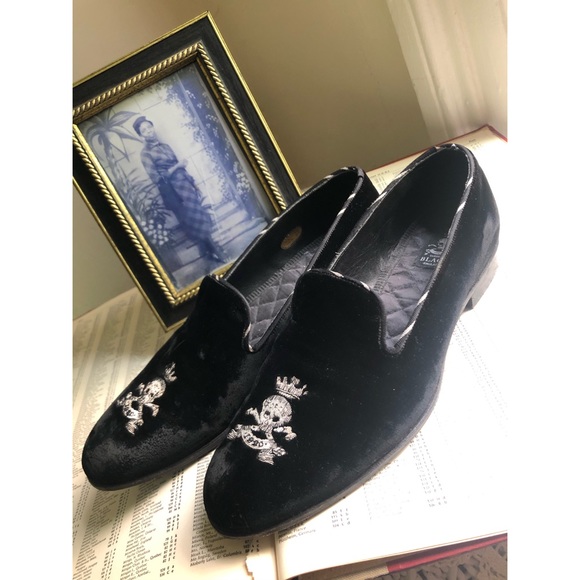 BLACK BAKER-LOGO VELVET SKELETON HEAD-SLIPPER - Picture 4 of 16